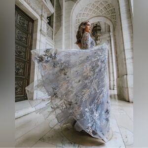 Mac Duggal Metallic Floral Maxi Dress